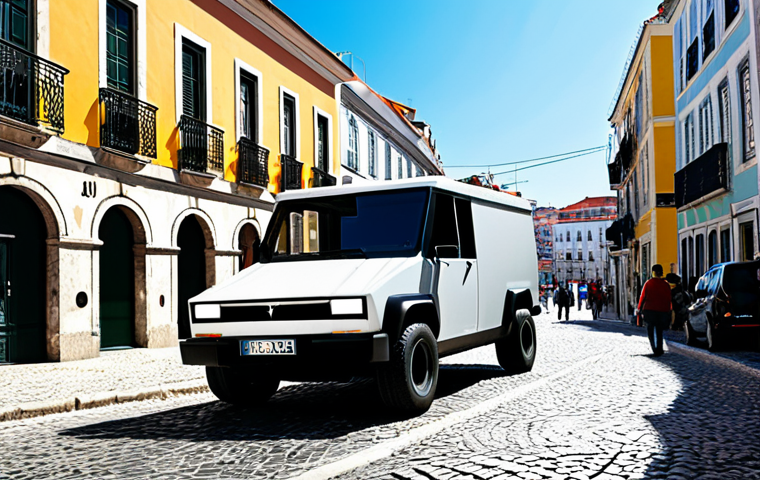 Cybertruck in Lisbon**
"Tesla Cybertruck driving through the Alfama district in Lisbon, Portugal. Cobblestone streets, colorful buildings, traditional architecture in the background. Bright sunny day. Fully clothed people walking along the sidewalks. Professional photography, high detail, 8k resolution, safe for work, appropriate content, fully clothed, professional."
**
