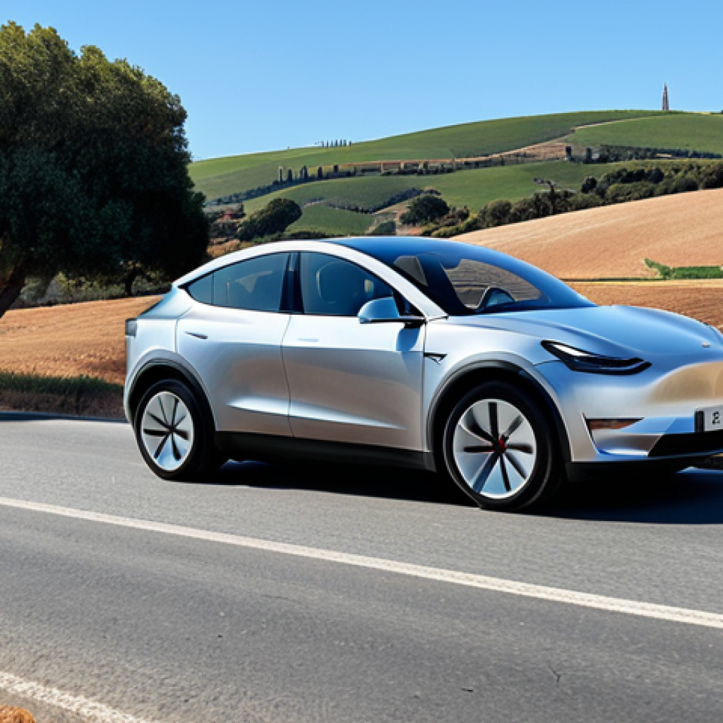 테슬라 모델 Y와 폴스타 2 비교 - Tesla Model Y in Alentejo**

"Tesla Model Y, silver color, driving on a rural road in Alentejo, Port...